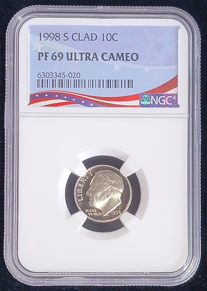 1998-S Roosevelt Dime  Clad  Proof 69 Ultra Cameo   NGC 