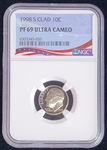 1998-S Roosevelt Dime  Clad  Proof 69 Ultra Cameo   NGC 